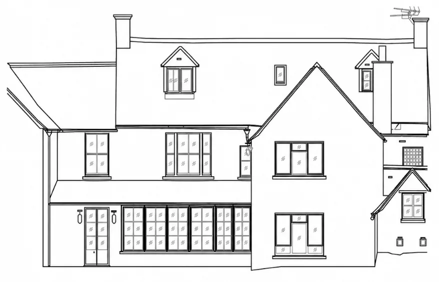 What is a measured building survey example external elevation drawing