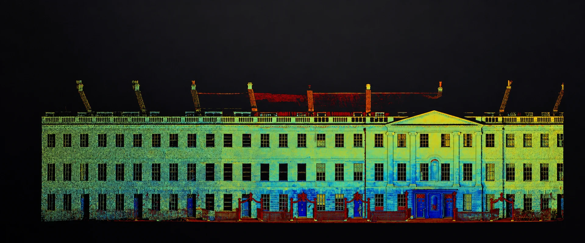 3D point cloud data captured by a 3D laser of Lansdown Crescent in Bath