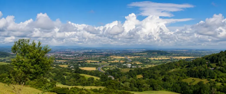 Land Surveys Gloucestershire – view across the M5 and surrounding countryside towards Gloucester