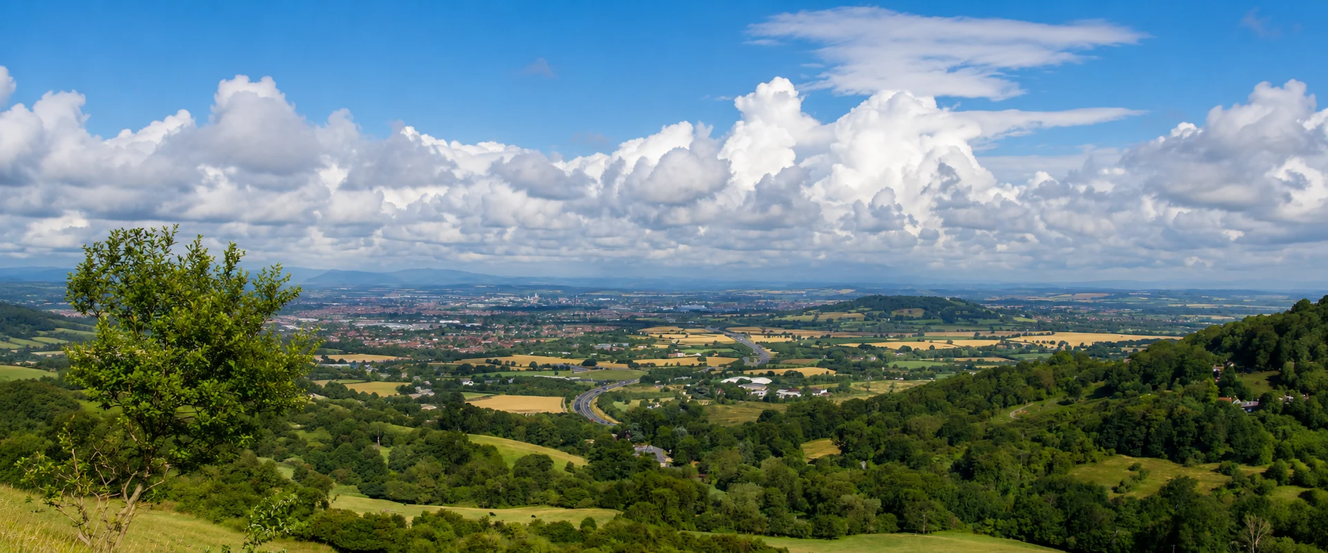 Land Surveys Gloucestershire – view across the M5 and surrounding countryside towards Gloucester