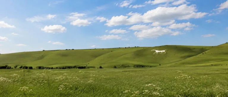 Land Surveys Wiltshire with White Horse on rolling Wiltshire plains
