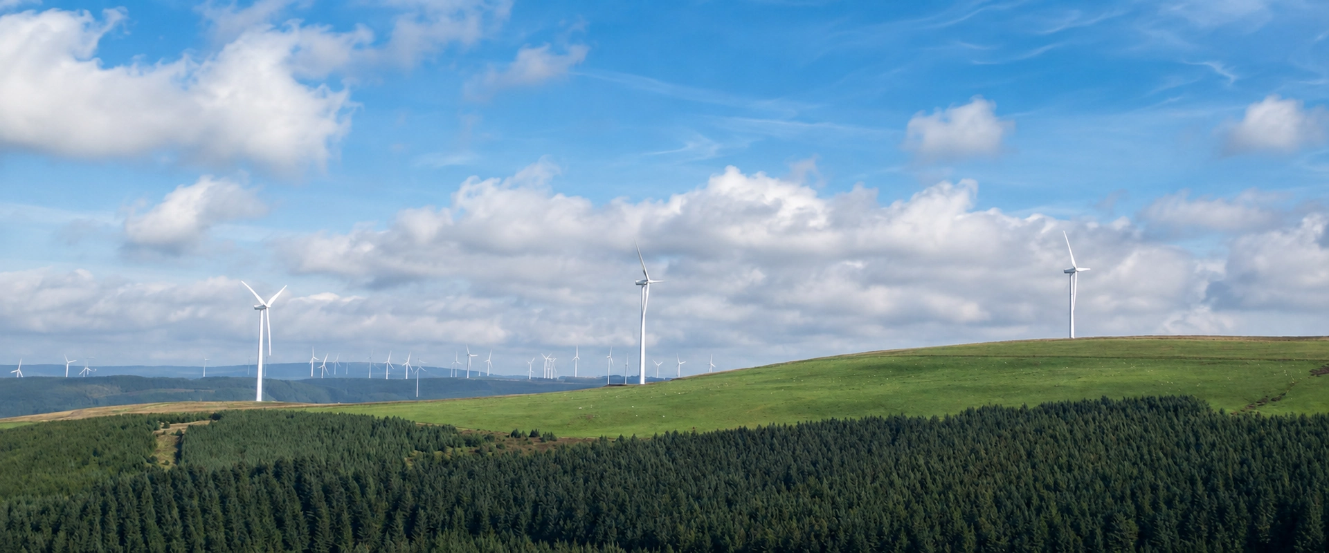 Wind Farm Surveys project showing onshore wind turbines and surrounding rural terrain surveyed by Pinpoint Mapping
